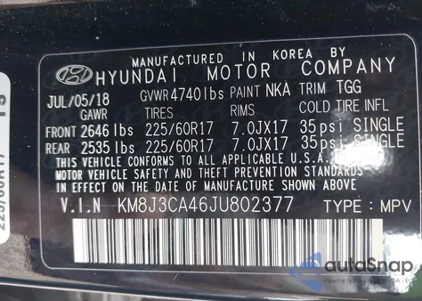 2018 Hyundai Tucson Sel from USA, damaged, VIN KM8J3CA46JU802377